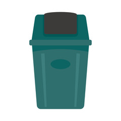 Trash bucket icon in flat style