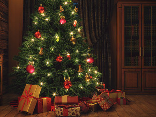 3D Rendering Christmas interior