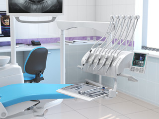 3D rendering modern dentist's office