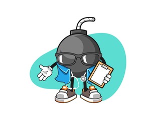 Bomb nurse cartoon. Mascot Character vector.