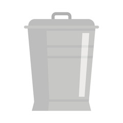 Trash metal bucket icon in flat style