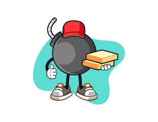 Fototapeta premium Bomb pizza delivery cartoon. Mascot Character vector.