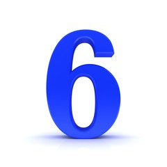 6 six number 3d blue sign figure numeral