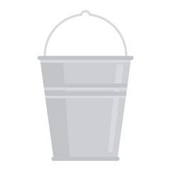 Gray metal bucket icon in flat style