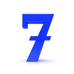 7 seven number 3d blue sign figure numeral