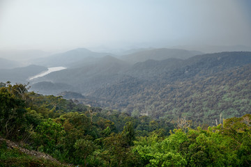 Jungle. View from the mountains to the river 