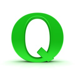 Q letter green sign 3d sign alphabet