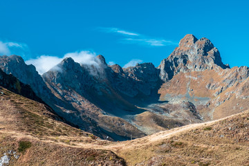 The Carnic Alps in a colorful autumn day