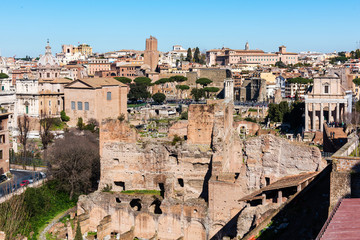 Rome skyline. Rooftop panoramic view of Rome, Italy