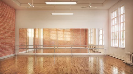 Gordijnen Dans of ballet studio interieur. 3d illustratie © vipman4