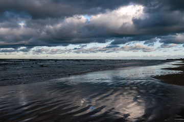 Restless Baltic sea in autumn time.
