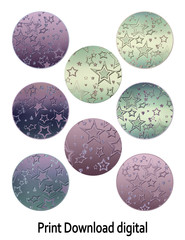 Round circle tags set stars glitter lables