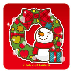 はっぴークリスマス　雪だるまさんとプレゼント（赤）