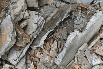 Destroyed concrete. Damaged buildings. Natural disasters