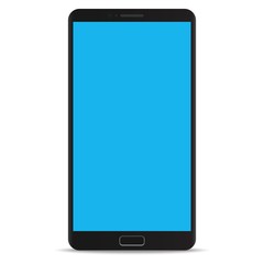 Smartphone or mobile phone with a blue screen icon for design mockup user interface or mobile responsive design of web site isolated on white background
