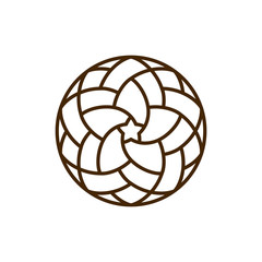 Geometric round Eastern star logo. Vector circular arabic ornamental symbol