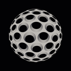 optical illusion dotted sphere silver black