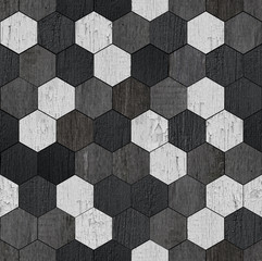Seamless wooden wall with hexagonal pattern.