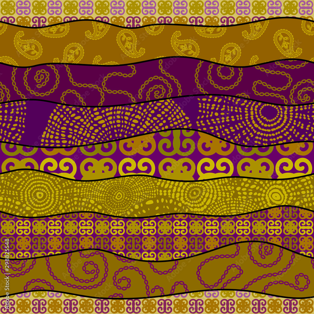Fototapete Patchwork textile pattern. Seamless quilting design background.