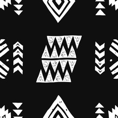 Seamless Ethnic pattern. Tribal vector abstract monochrome background