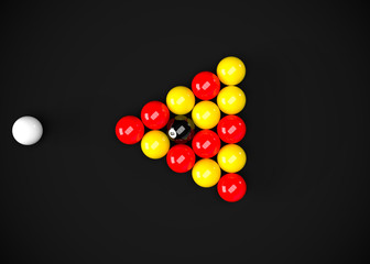 English Pool Billiards Balls Table Set Up 3D Render