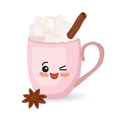 Christmas pattern. cute cups. hot chocolate. christmas decor.