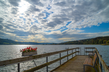 A nice afternoon at the beginning of autumn in October at Lake Constance.