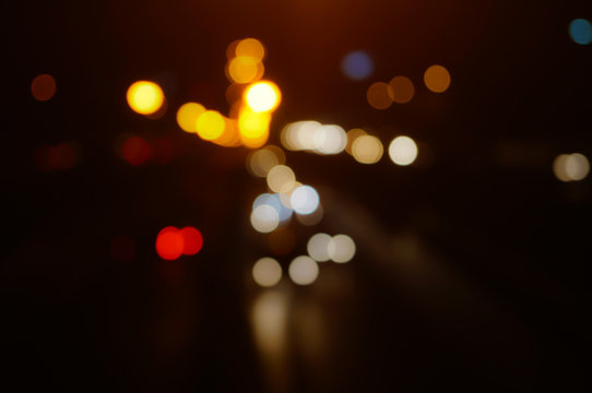 Abstract bokeh photo crated from bridge of street