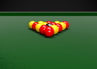 English Pool Billiards Balls Table Set Up 3D Render