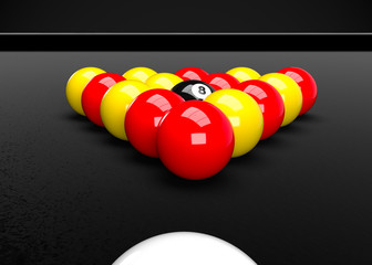 English Pool Billiards Balls Table Set Up 3D Render