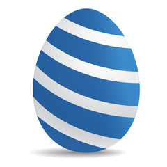 Easter Egg realistic white with blue strips icon