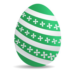 Easter Egg realistic white with green strips and pattern icon