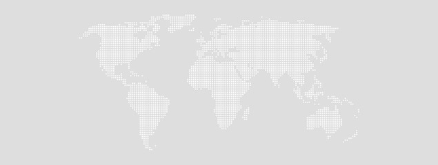 Weiße Weltkarte aus Punkten auf hellgrau