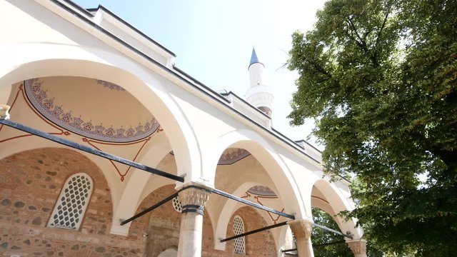 Sofia, Bulgaria, tilt up of the facade of  the Banya Bashi mosque