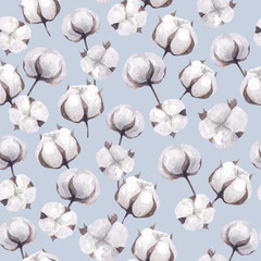 Hand-drawn background. Watercolor texture with a soft cotton blue background. Cute illustration.