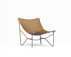 3d rendering of an Isolated taupe lounge armchair	