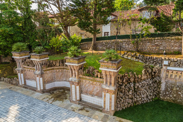 Comillas, Spain. The construction  in the park  of the 