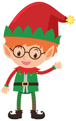 Single character of christmas elf on white background