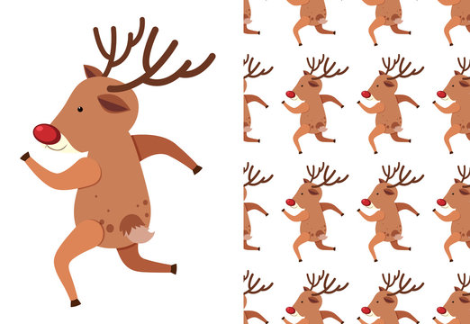 A seamless pattern on white of festive reindeers