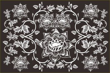 Indonesian batik motifs with very distinctive plant patterns