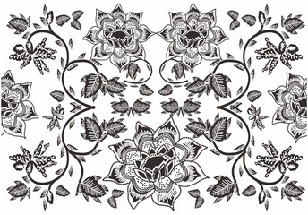 Indonesian batik motifs with very distinctive plant patterns