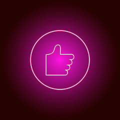 Bubble, hand, like vector icon. Element of simple icon for websites, web design, mobile app, info graphics. Pink color. Neon vector