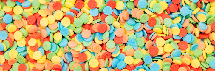 Banner with round candy sprinkles or sugar confetti