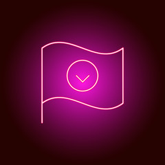 Obraz premium Flag, info vector icon. Element of simple icon for websites, web design, mobile app, info graphics. Pink color. Neon vector