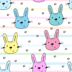 Seamless pattern with cute little bunny. vector illustration