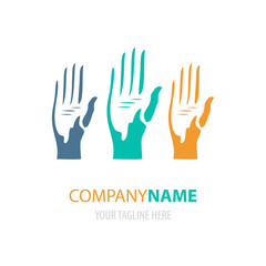 Obraz premium Colorful hands logo design. Vector illustration