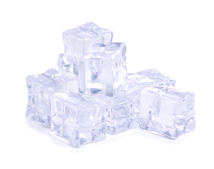 Ice cubes water on a white background isolation