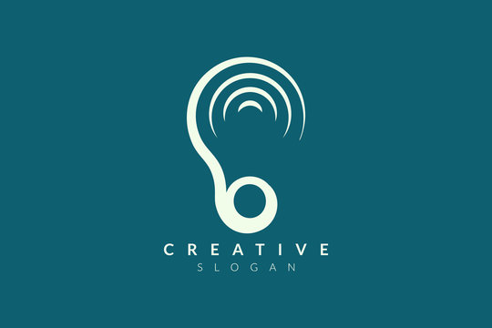 Ear logo design with sound waveforms. Minimalist and modern vector illustration design suitable for community, business, and product brands