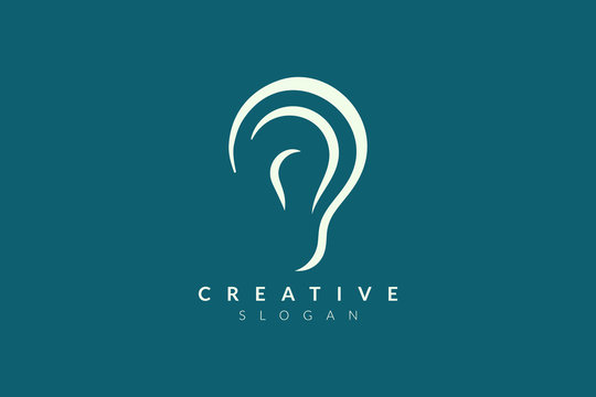 Ear logo design with sound waveforms. Minimalist and modern vector illustration design suitable for community, business, and product brands