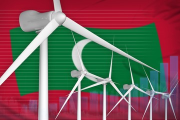 Maldives wind energy power digital graph concept - renewable natural energy industrial illustration. 3D Illustration